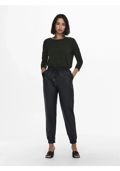 15157920 Genis Yaka Dirsek Kol Kadın Body - Haki fiyatları