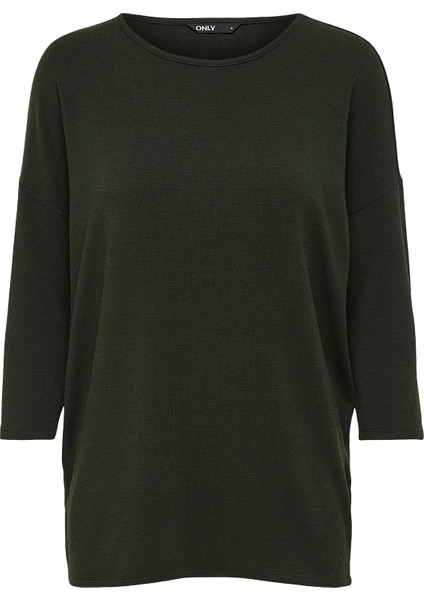 15157920 Genis Yaka Dirsek Kol Kadın Body - Haki indirimleri