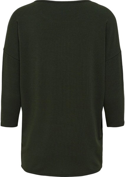 15157920 Genis Yaka Dirsek Kol Kadın Body - Haki