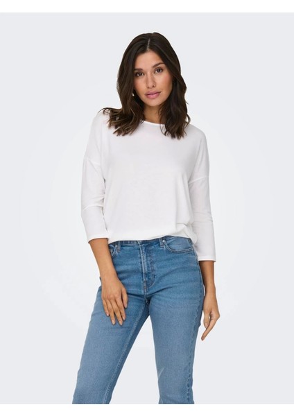 15157920 Genis Yaka Dirsek Kol Kadın Body - Ekru fiyatları