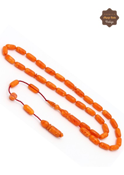 Hareli Turuncu Kapsül Kesim Sistem Püsküllü Sıkma Kehribar Tesbih 201024522