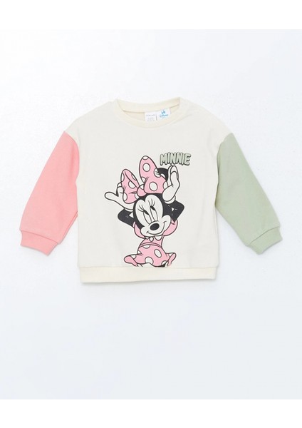 Lcw Baby Ekru Bisiklet Yaka Minnie Mouse Baskılı Kız Bebek Sweatshirt ve Tayt 2'li Takım fiyatları