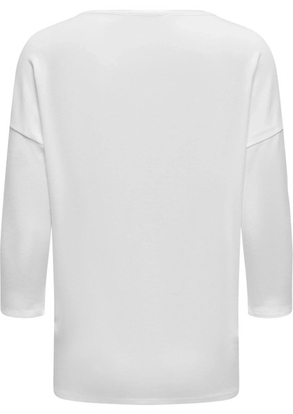 15157920 Genis Yaka Dirsek Kol Kadın Body - Ekru