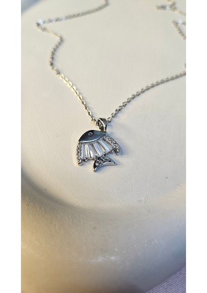 Balık Çharmlı Silver Çelik Kolye