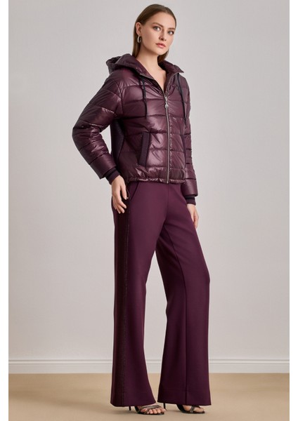 Günlük Giyim Bordo Kapitoneli Mont