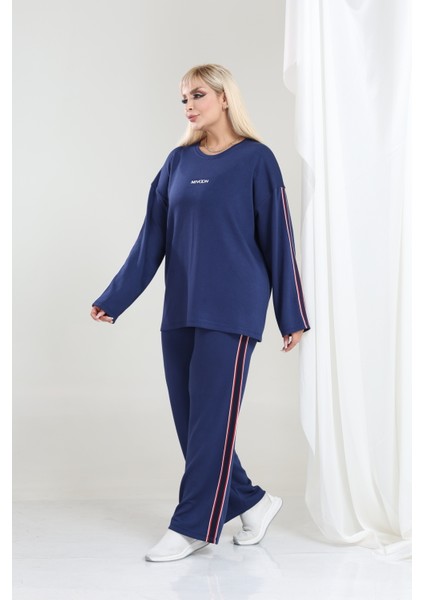 Kadın Büyük Beden Uzun Kollu Şerit Detaylı Oysho Tarzı Modal Kumaş Takım fiyatları