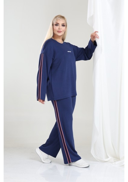 Kadın Büyük Beden Uzun Kollu Şerit Detaylı Oysho Tarzı Modal Kumaş Takım fırsatları