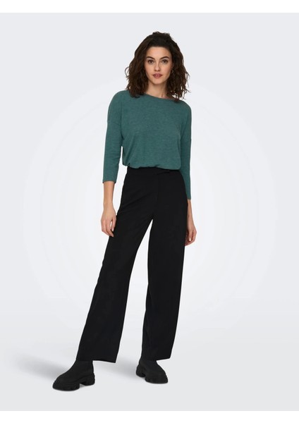 15157920 Genis Yaka Dirsek Kol Kadın Body - Petrol modelleri