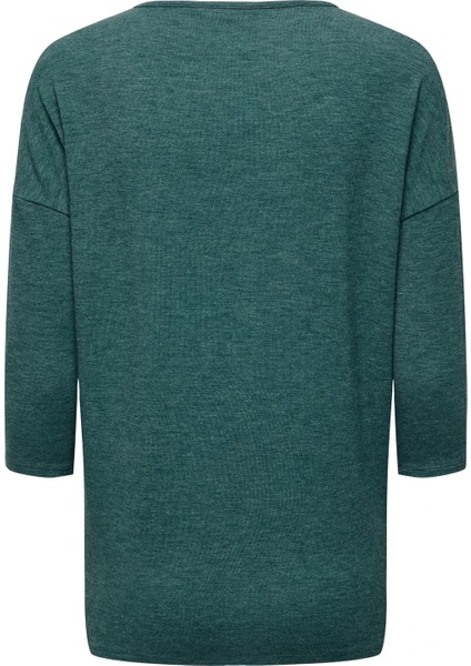 15157920 Genis Yaka Dirsek Kol Kadın Body - Petrol