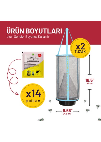 2 Adet Flies Inn Lite Karasinek Tuzağı ve 14 Sintut Karasinek Çekici Yem