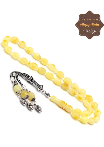 3'lü Gümüş Püsküllü Arpa Kesim Orijinal Ukrayna Damla Kehribar Tesbih 201024495 fiyatları