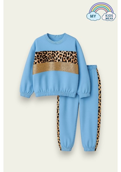 Leopar Detaylı Kız Çocuk Eşofman Takımı