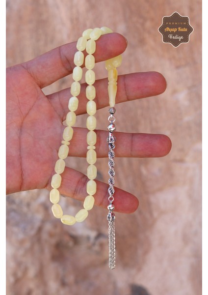 Örgü Gümüş Püsküllü Kapsül Kesim Orijinal Ukrayna Damla Kehribar Tesbih 201024497 fırsatları