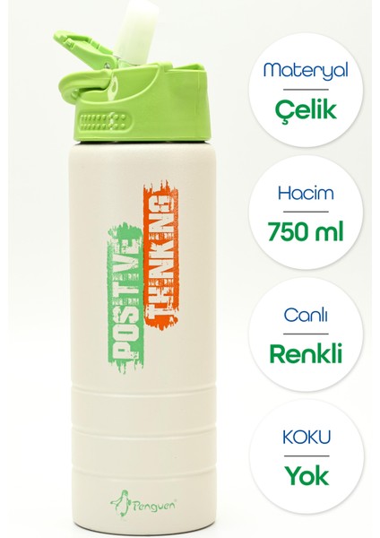 Paslanmaz 304 Çelik Matara Pipetli Motivasyon Matarası Suluğu 304 Çelik Suluk Yeşil 750 ml 1156 fiyatları
