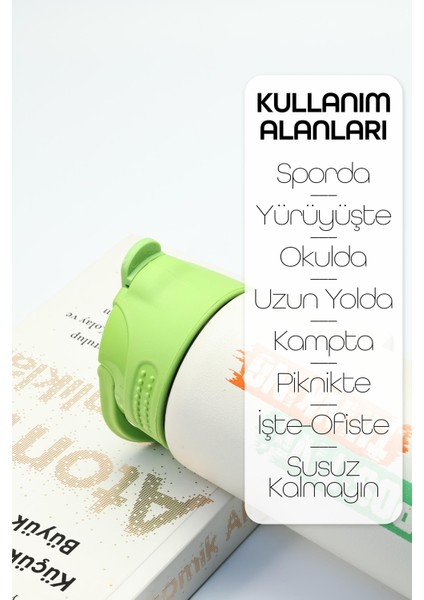 Paslanmaz 304 Çelik Matara Pipetli Motivasyon Matarası Suluğu 304 Çelik Suluk Yeşil 750 ml 1156 fırsatları