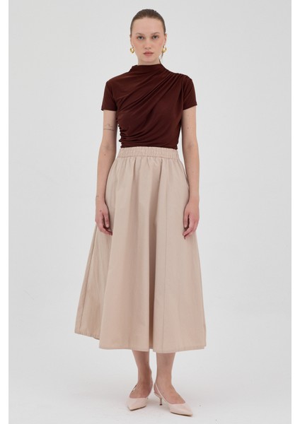 Kahve Kısa Kol Büzgülü Sandy Bluz 2417 modelleri
