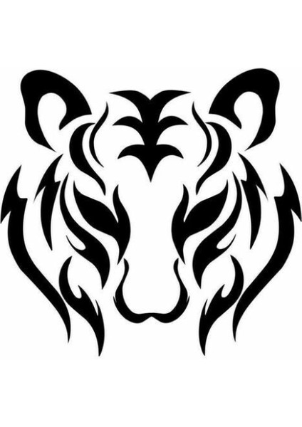Tribal Kaplan Yüzü Sticker – Siyah Minimal Tasarım