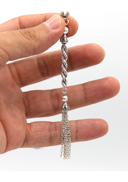 Örgülü Süpürge Model 925 Ayar Gümüş Tesbih Püsükülü 201024501 modelleri