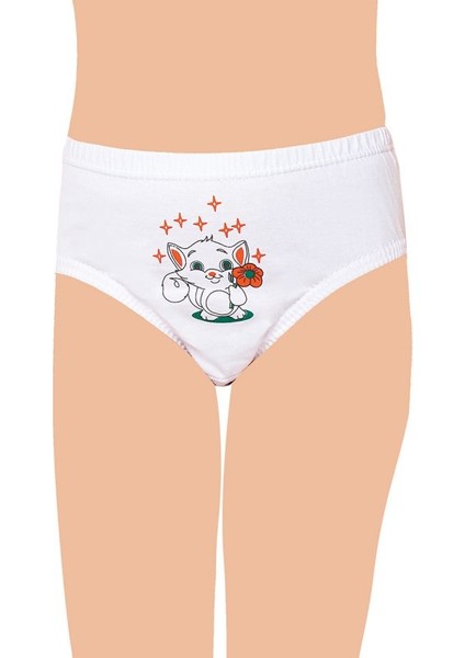 SKC0051 Seher Yıldızı Kız Çocuk Ön Kısmı Işlemeli Slip Kom Külot 6'lı Eko Paket