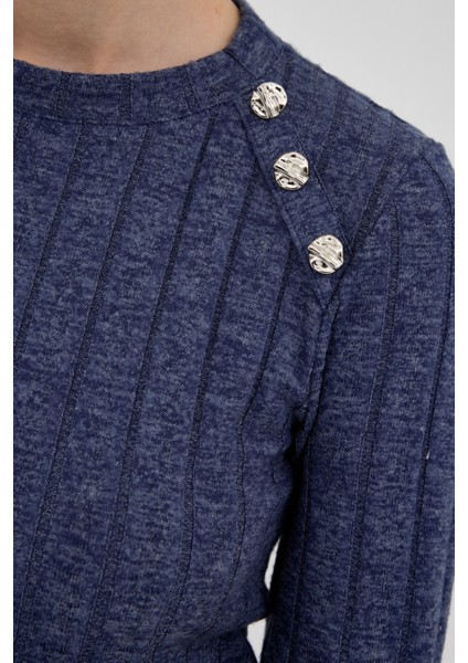 Laci Düğme Detaylı Çizgili Triko Tunik 8132A fırsatları