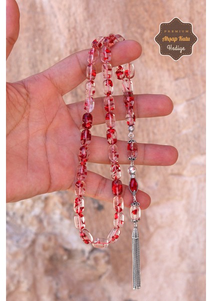 Kırmızı Parçacıklı Gümüş Püsküllü Ateş Kehribar Tesbih 201024499 fiyatları