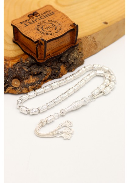 Kalem Işçilikli Desenli Kapsül Kesim 925 Ayar Gümüş Telkari Tesbih 201024514 fırsatları