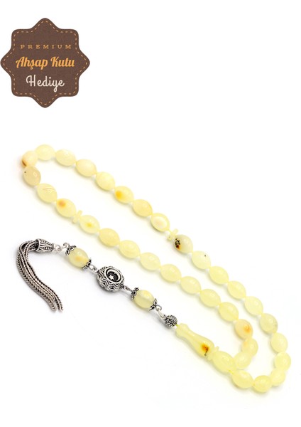 Ayyıldız Gümüş Püsküllü Arpa Kesim Orijinal Ukrayna Damla Kehribar Tesbih 201024517 modelleri