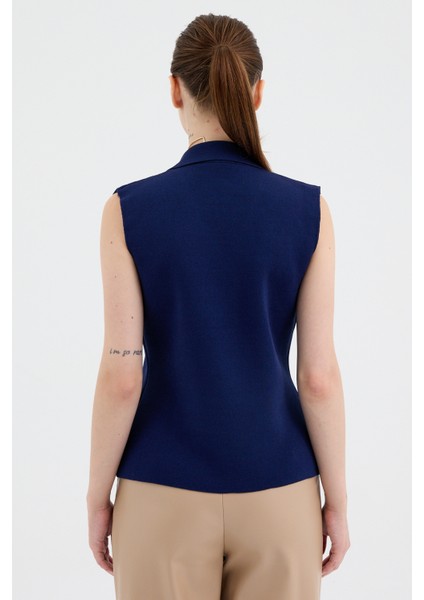 Laci Yaka Detaylı Düğmeli Triko Kadın Yelek 7355 indirimleri