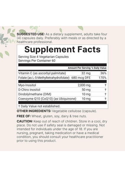 Myo-Inositol D-Chiro Inositol 2050 Mg 40:1 240 Kapsul Vitamin C Folate Dım COQ10 fiyatları