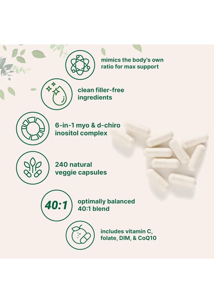 Myo-Inositol D-Chiro Inositol 2050 Mg 40:1 240 Kapsul Vitamin C Folate Dım COQ10 modelleri