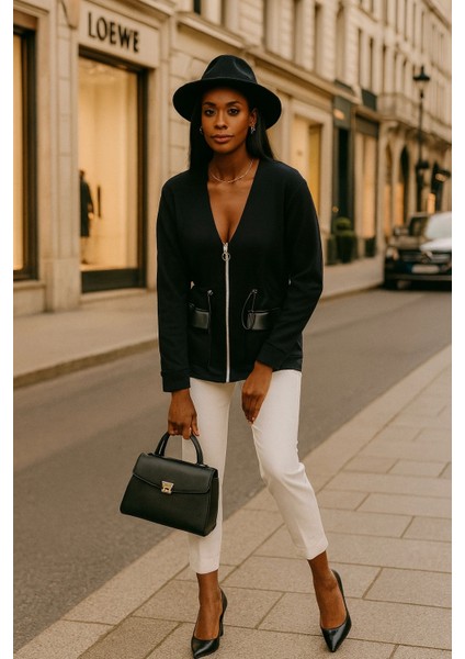 Tanya Deri Cep Detaylı Örme Ceket fiyatları