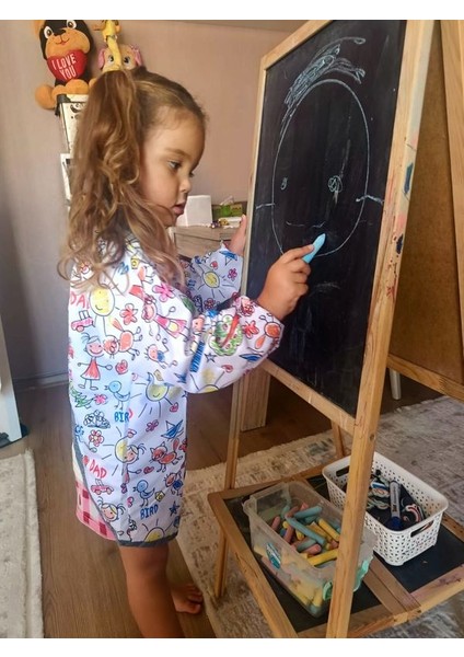 Family,4-7 Yaş Sıvı Geçirmez, Uzun Kollu Çocuk Faaliyet Aktivite Boyama Önlüğü