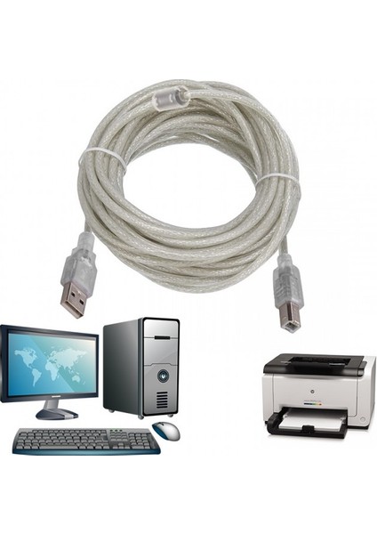 USB 2.0 Yazıcı Kablosu Şeffaf Prınter Yazıcı Kablosu 7m modelleri