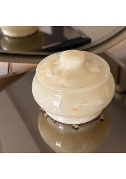 Kapaklı Doğal Mermer Şekerlik – El Işçiliği Lüks Sofra Aksesuarı modelleri