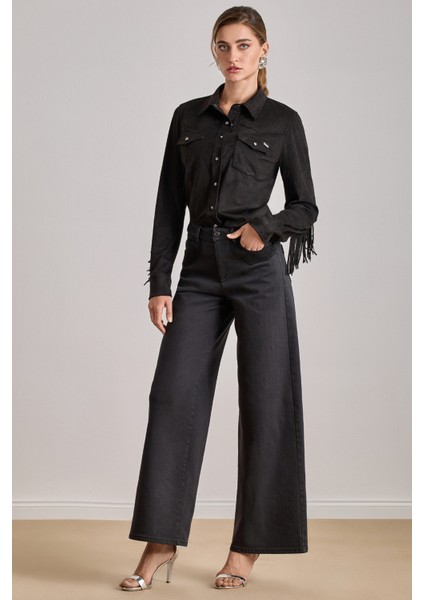 Yüksek Bel Siyah Jean Pantolon