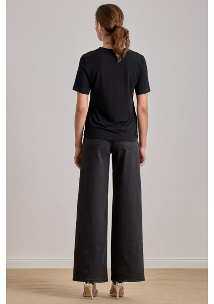 Yüksek Bel Siyah Jean Pantolon