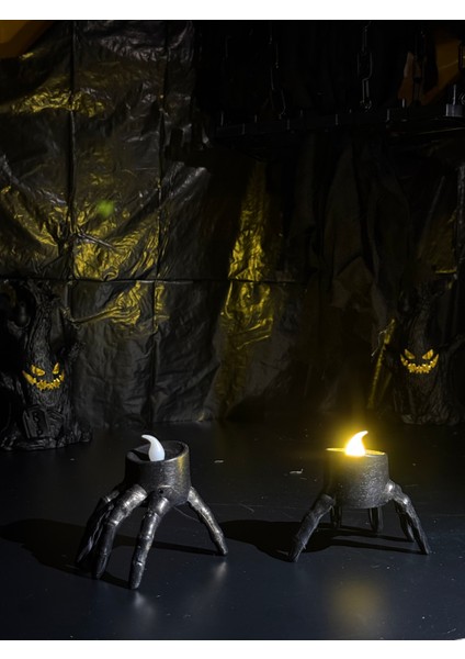 Cadılar Bayramı Iskelet El Mumluk Seti (2’li) | Işıklı LED Dekoratif Mum fiyatları