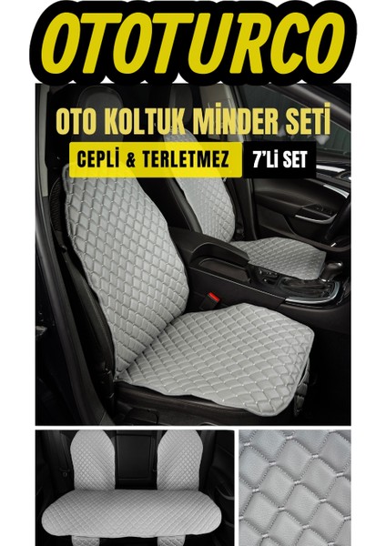 Ergonomik,ortopedik,suni Deri Kapitoneli Lüks Ototurco Koltuk Kılıfı-Minderi (7li Tam Set)