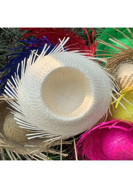 Tropikal Parti Beyaz Hasır Hawaii Şapkası 13X36 cm fiyatları