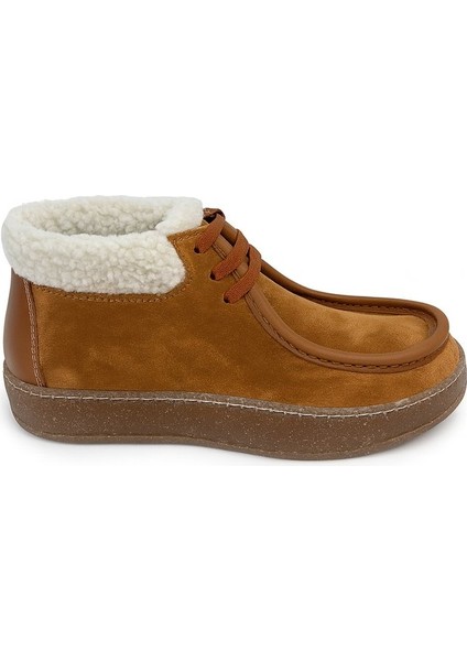 Nira Hakiki Deri 6 cm Boy Uzatan Kadın Bot - Taba