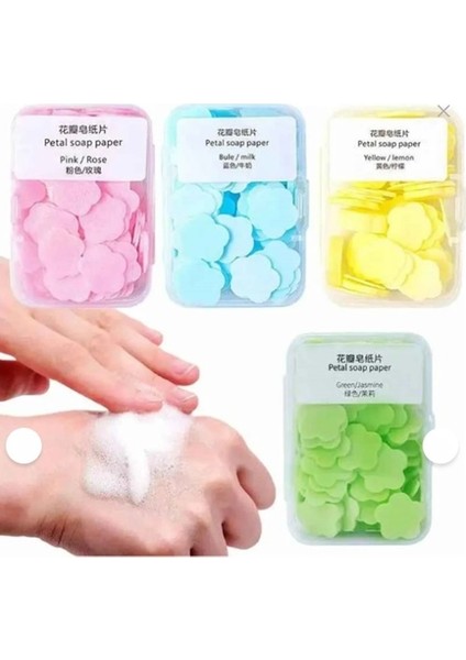 1 Kutu 100 Yaprak Eriyen Mini Kokulu Kağıt Sabun Öğrenci Çocuk Okul Dezenfektan El Sabunu