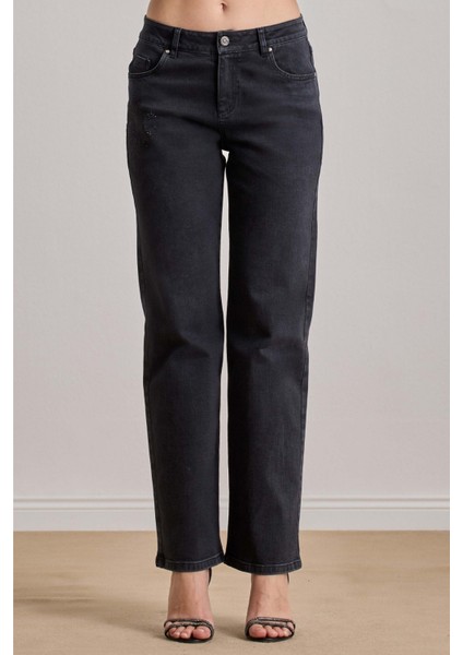 Slim Straight Siyah Jean Pantolon fırsatları