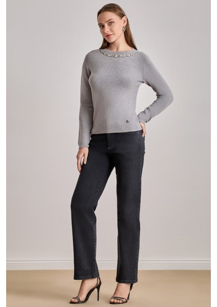 Slim Straight Siyah Jean Pantolon