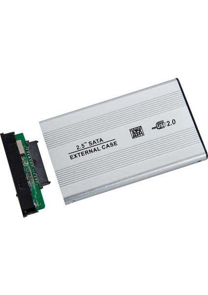2.5" USB 2.0 Sata HDD Harddisk Kutusu Alüminyum Gövde - Harici HDD Kutu - Gri fırsatları