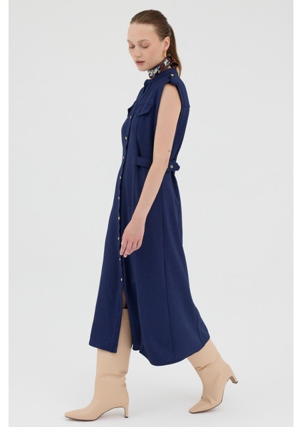 Laci Gold Düğme Detaylı Midi Elbise 8125A fiyatları