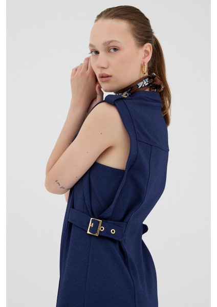 Laci Gold Düğme Detaylı Midi Elbise 8125A fırsatları