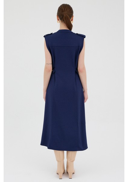 Laci Gold Düğme Detaylı Midi Elbise 8125A indirimleri