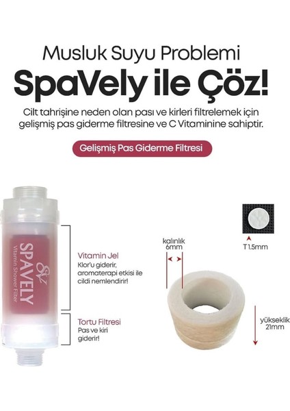 Spavely Duş Filtresi Akasya Esansı - Klor ve Kireç Karşıtı, Kokulu, C Vitaminli 150 gr