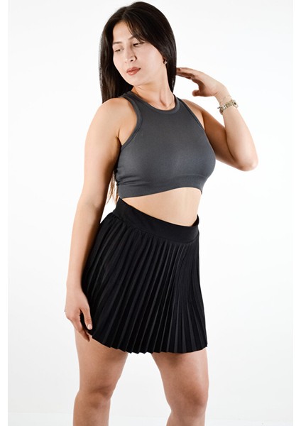 Sıfır Yaka Kolsuz Crop Atlet