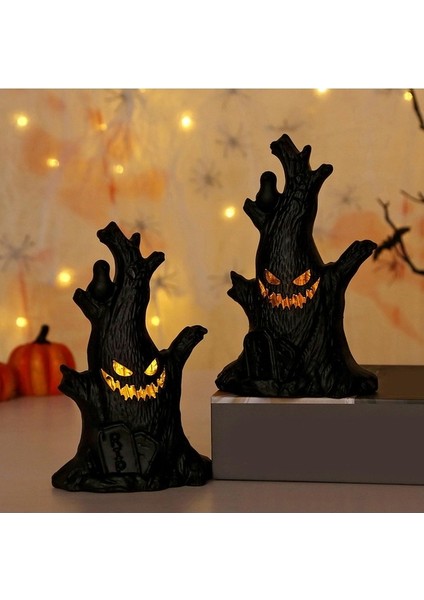 16 cm Işıklı Korkunç Ağaç Dekor | Cadılar Bayramı Masa ve Vitrin Süsü fiyatları